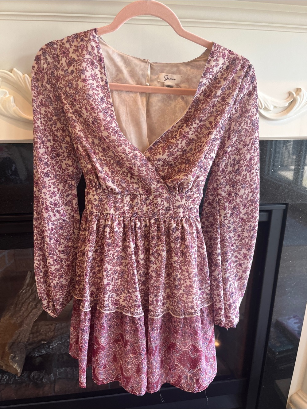 Japna Mauve Floral Tie Back Mini Dress